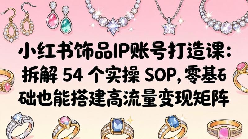 （18101期）小红书饰品IP账号打造课：拆解 54 个实操 SOP，零基础也能搭建高流量变现矩阵