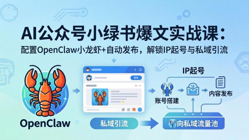 （18132期）AI公众号小绿书变现实战课：小绿书爆文写作+OpenClaw自动发布，解锁IP起号与私域引流