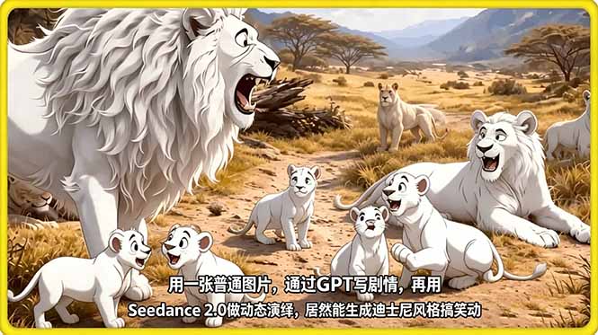 （18137期）用一张普通图片，通过GPT写剧情，再用Seedance 2.0做动态演绎，居然能生成迪士尼风格搞笑动画