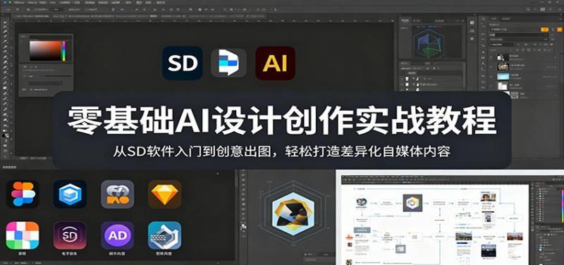 零基础AI设计创作实战教程：从SD软件入门到创意出图，轻松打造差异化自媒体内容