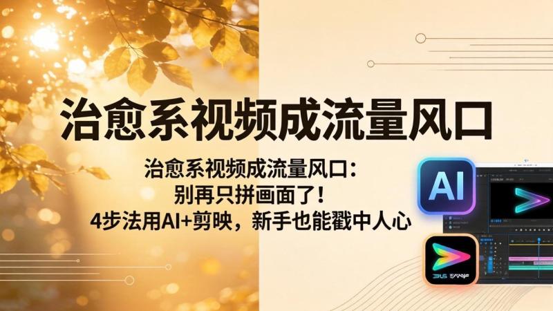 （18219期）治愈系视频成流量风口：别再只拼画面了！4步法用AI+剪映，新手也能戳中人心