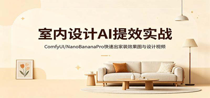 室内设计AI提效实战：ComfyUI/NanoBananaPro快速出家装效果图与设计视频