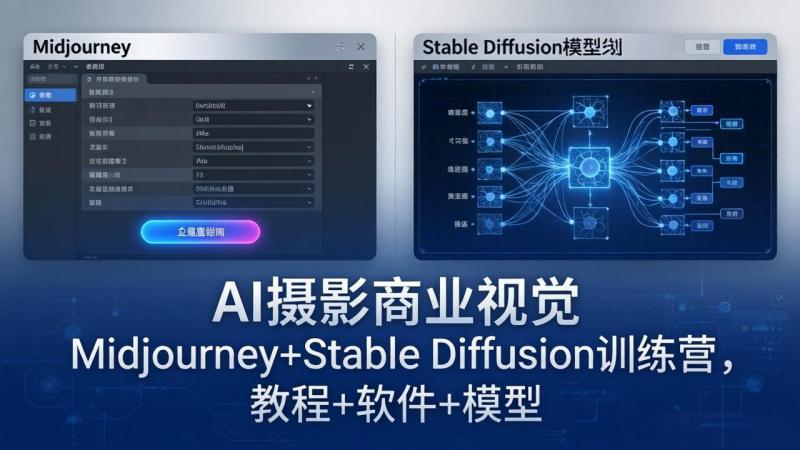 （18271期）AI摄影商业视觉Midjourney+Stable Diffusion训练营，教程+软件+模型