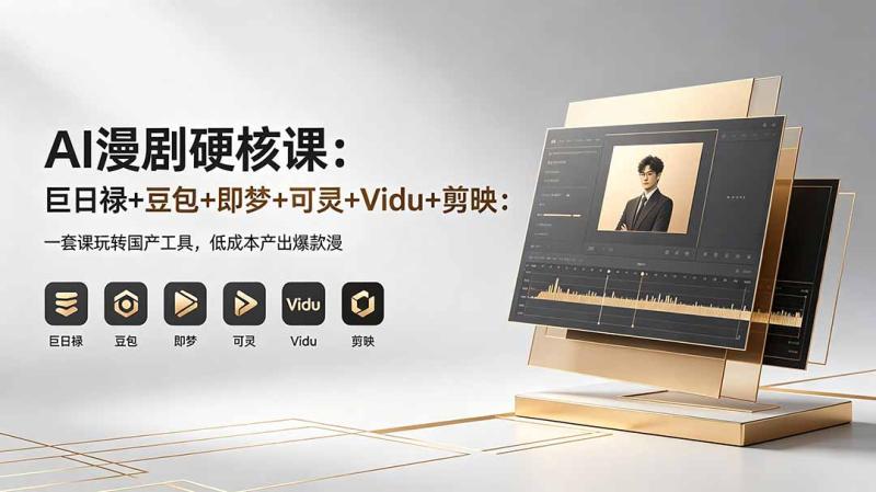 （18280期）AI漫剧硬核课：巨日禄+豆包+即梦+可灵+Vidu+剪映：一套课玩转国产工具，低成本产出爆款漫剧