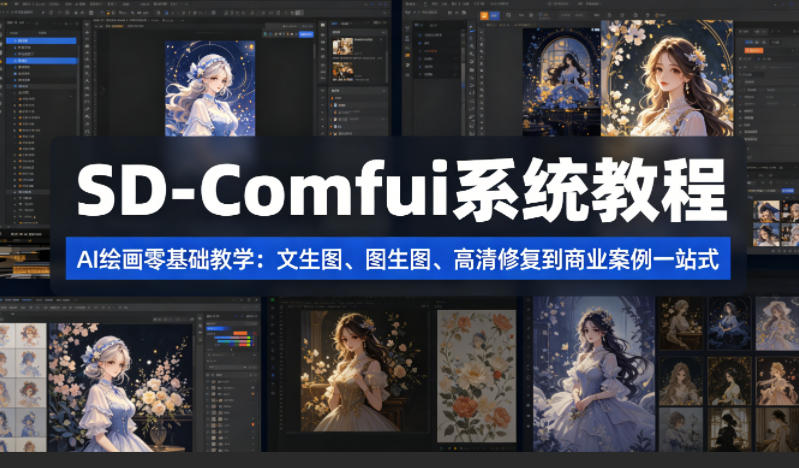 SD-Comfyui系统教程，ai绘画零基础教学，文生图、图生图、高清修复到商业案例一站式