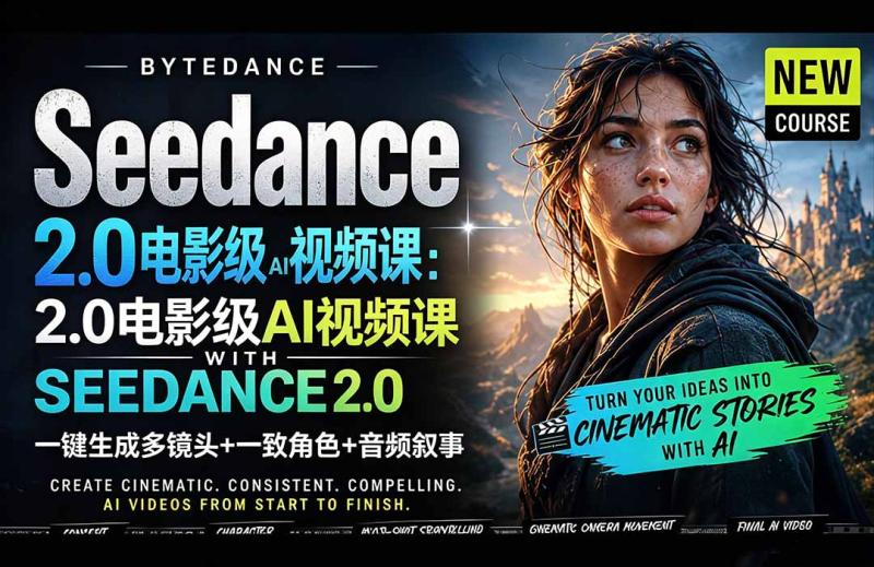 （18415期）Seedance 2.0电影级AI视频课：一键生成多镜头+一致角色+音频叙事