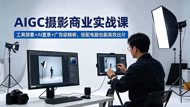 （18434期）AIGC 摄影商业实战课，工具部署+AI置景+广告级精修，低配电脑也能高效出片