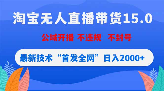 （18562期）淘宝无人直播带货15.0，不封号，不违规，公域玩法，首发全网日入2000+
