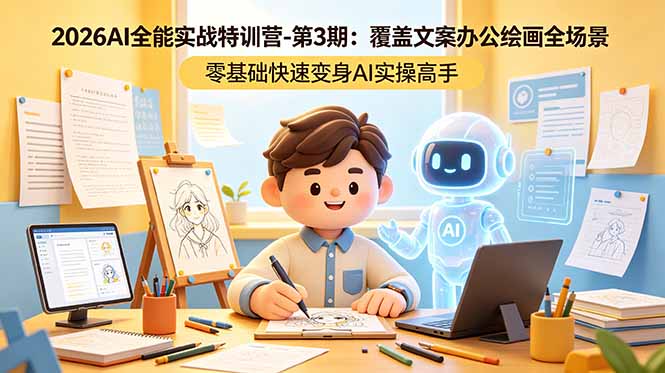 （18572期）2026AI全能实战特训营-第3期：覆盖文案办公绘画全场景 零基础快速变身AI实操高手