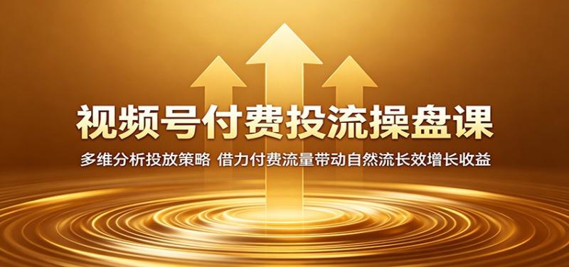 视频号付费投流操盘课：多维分析投放策略，借力付费流量带动自然流长效增长收益