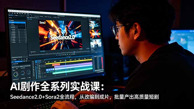 (18647期)AI剧作全系列实战课:Seedance2.0+Sora2全流程,从改编到成片,批量产出高质量短剧