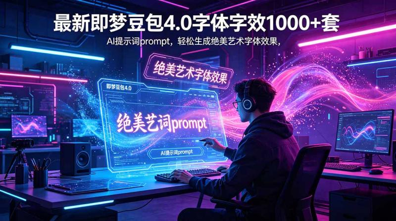 (18649期)最新即梦豆包4.0字体字效1000+套,AI提示词prompt,轻松生成绝美艺术字体效果