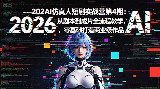 （18655期）2026AI仿真人短剧实战营第4期：从剧本到成片全流程教学，零基础打造商业级作品