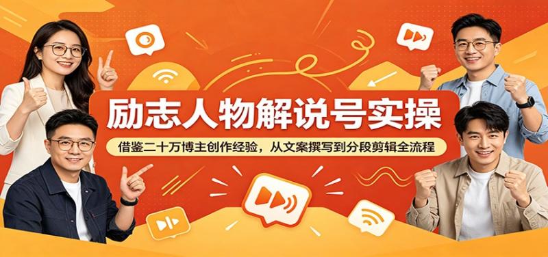 励志人物解说号实操：借鉴二十万博主创作经验，从文案撰写到分段剪辑全流程