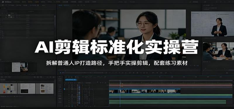 AI剪辑标准化实操营：拆解普通人IP打造路径，手把手实操剪辑，配套练习素材
