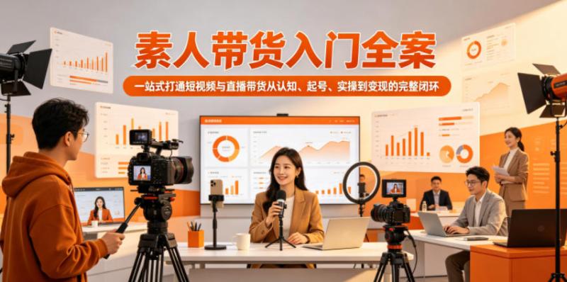 素人带货入门全案，一站式打通短视频与直播带货从认知、起号、实操到变现的完整闭环