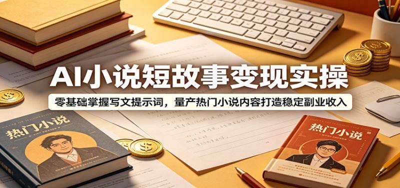 AI小说短故事变现实操：零基础掌握写文提示词，量产热门小说内容打造稳定副业收入