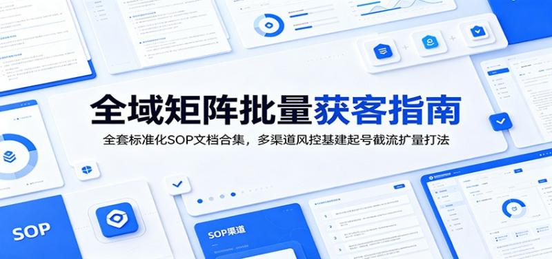 全域矩阵批量获客指南：全套标准化SOP文档合集，多渠道风控基建起号截流扩量打法