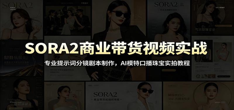 SORA2商业带货视频实战:专业提示词分镜剧本制作,AI模特口播珠宝实拍教程 SORA2商业带货视频实战:专业提示词分镜剧本制作,AI模特口播珠宝实拍教程