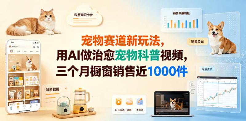 宠物赛道新玩法，用AI做治愈宠物科普视频，三个月橱窗销售近1000件【详细教学】