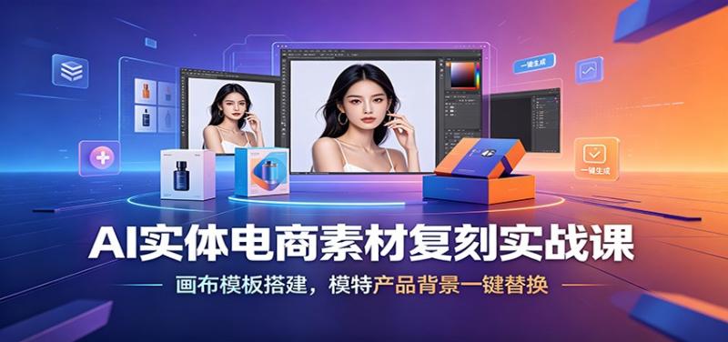 AI实体电商素材复刻实战课：画布模板搭建，模特产品背景一键替换