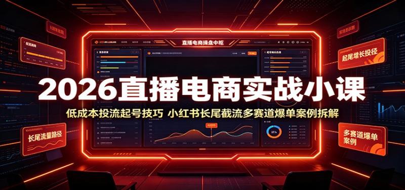 2026直播电商实战小课：低成本投流起号技巧，小红书长尾截流多赛道爆单案例拆解