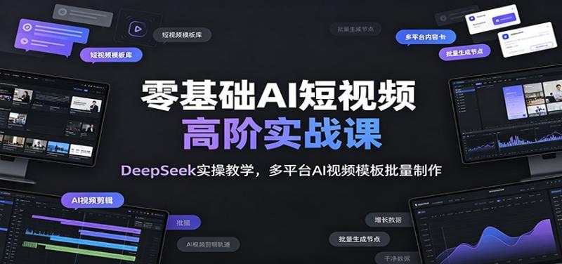 零基础AI短视频高阶实战课：DeepSeek实操教学，多平台AI视频模板批量制作