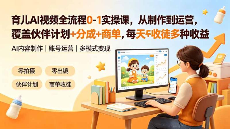 (19236期)育儿AI视频全流程0-1实操课,从制作到运营,覆盖伙伴计划+分成+商单+收徒多种收益,每天500+收益 (19236期)育儿AI视频全流程0-1实操课,从制作到运营,覆盖伙伴计划+分成+商单+收徒多种收益,每天500+收益