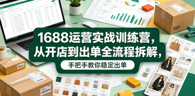 1688运营实战训练营，从开店到出单全流程拆解，手把手教你稳定出单