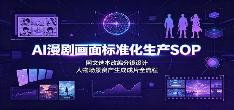 AI漫剧画面标准化生产SOP：网文选本改编分镜设计，人物场景资产生成成片全流程
