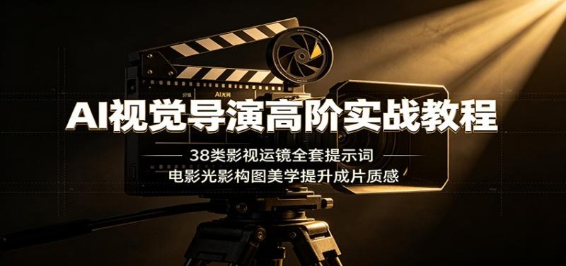 AI视觉导演高阶实战教程：38类影视运镜全套提示词，电影光影构图美学提升成片质感