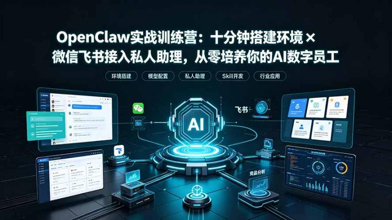 （19287期）OpenClaw实战特训营：十分钟搭建环境×微信飞书接入私人助理，从零培养你的AI数字员工