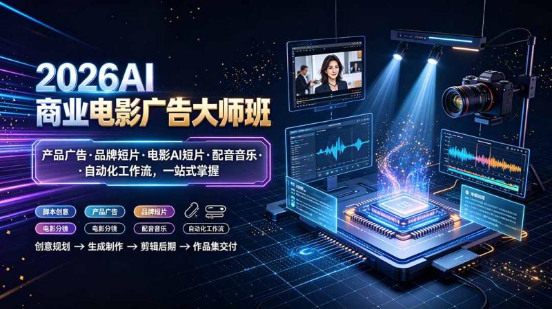 (19303期)2026AI商业电影广告大师班:产品广告·品牌短片·电影AI短片·配音音乐·自动化工作流,一站式掌握 (19303期)2026AI商业电影广告大师班:产品广告·品牌短片·电影AI短片·配音音乐·自动化工作流,一站式掌握