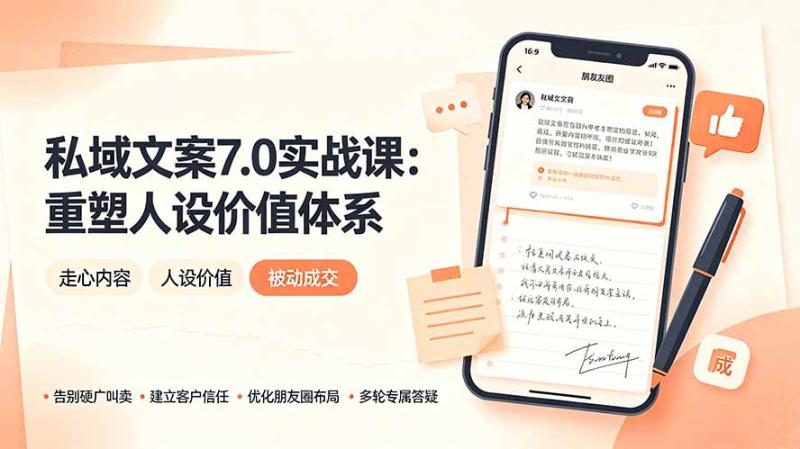 （19313期） 私域文案实战课7.0：重塑人设价值体系｜-告别硬广推销×走心内容×自我价值塑造，实现被动成交