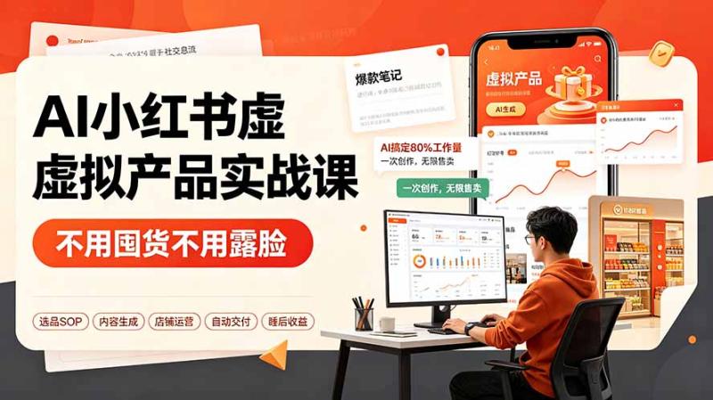 （19314期）AI小红书虚拟产品实战课-更新：不用囤货不用露脸，AI搞定80%工作量，一次创作无限售卖睡后收益