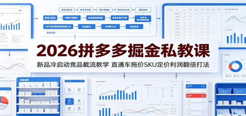 2026拼多多掘金私教课:新品冷启动竞品截流教学,直通车拖价SKU定价利润翻倍打法 2026拼多多掘金私教课:新品冷启动竞品截流教学,直通车拖价SKU定价利润翻倍打法