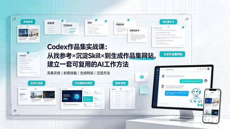 (19361期)Codex作品集实战课:从找参考×沉淀Skill×到生成作品集网站,建立一套可复用的AI工作方法 (19361期)Codex作品集实战课:从找参考×沉淀Skill×到生成作品集网站,建立一套可复用的AI工作方法