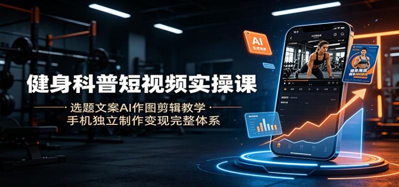 健身科普短视频实操课：选题文案AI作图剪辑教学，手机独立制作变现完整体系