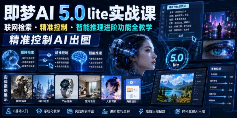 即梦AI 5.0 lite实战课，联网检索・精准控制・智能推理进阶功能全教学，精准控制AI出图
