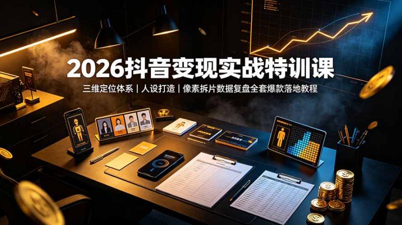 （19419期）2026抖音变现实战特训课：三维定位体系｜人设打造｜像素拆片数据复盘全套爆款落地教程