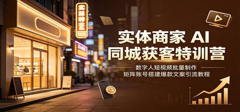 实体商家AI同城获客特训营:数字人短视频批量制作,矩阵账号搭建爆款文案引流教程 实体商家AI同城获客特训营:数字人短视频批量制作,矩阵账号搭建爆款文案引流教程