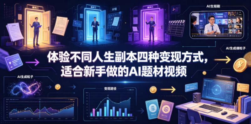 体验不同人生副本四种变现方式，适合新手做的AI题材视频