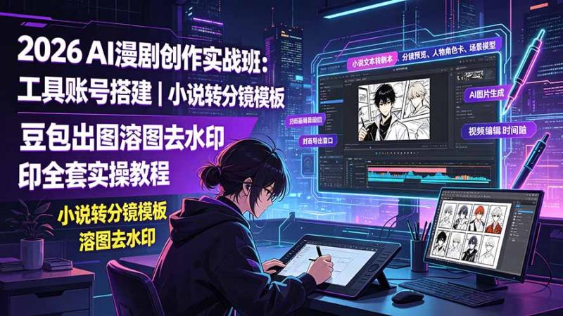 （19433期）2026AI漫剧创作实战班：工具账号搭建｜小说转分镜模板｜豆包出图溶图去水印全套实操教程