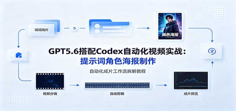 GPT5.6搭配Codex自动化视频实战：提示词角色海报制作，自动化成片工作流拆解教程