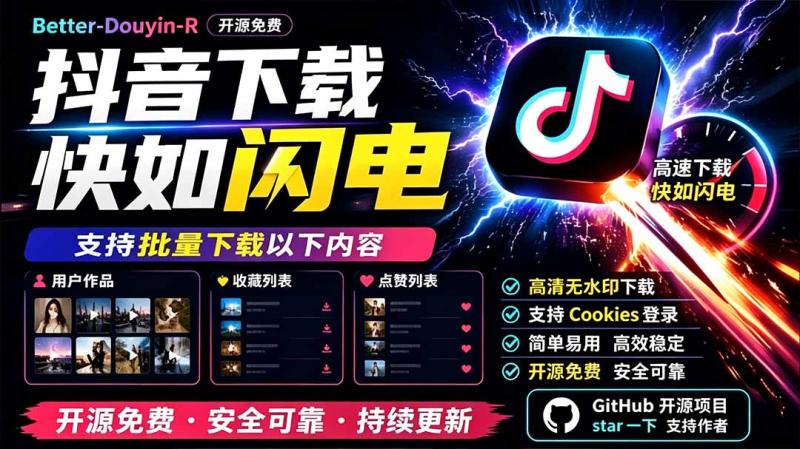 (19445期)别再乱找了!D音下载快如闪电,支持批量下载用户作品收藏列表和点赞列表,开源免费 Better-douyin-R (19445期)别再乱找了!D音下载快如闪电,支持批量下载用户作品收藏列表和点赞列表,开源免费 Better-douyin-R