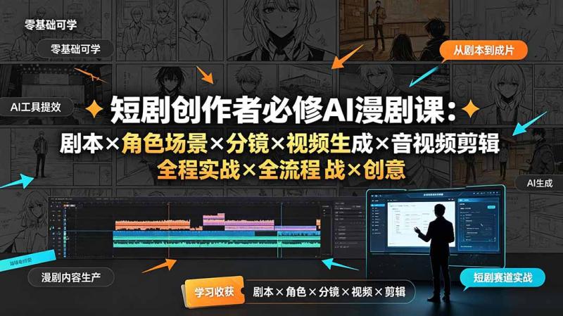 (19459期)短剧创作者必修AI漫剧课:剧本×角色场景×分镜×视频生成×音视频剪辑×全流程实战×创意短片拆解 (19459期)短剧创作者必修AI漫剧课:剧本×角色场景×分镜×视频生成×音视频剪辑×全流程实战×创意短片拆解
