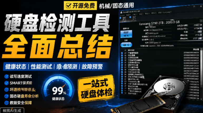Github宝藏应用！专业磁盘硬盘健康信息检测工具，支持硬盘健康度、通电时间和次数等，CrystalDiskInfo
