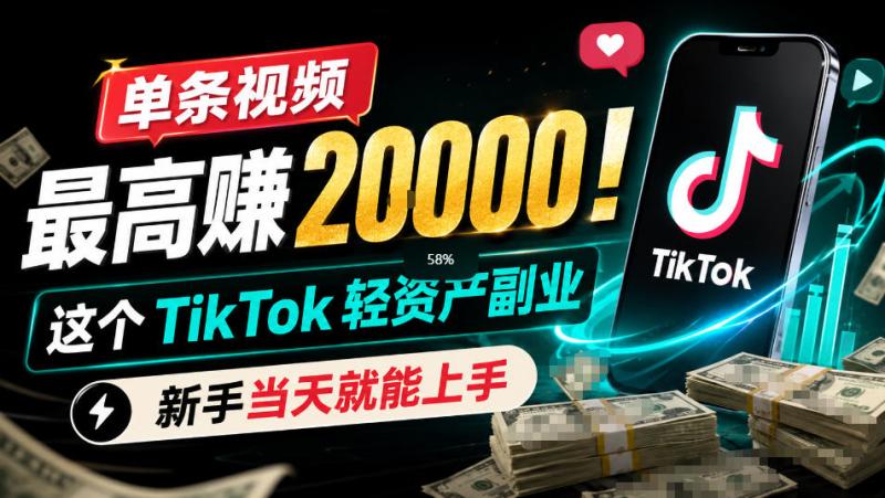 单条视频最高賺2W!这个TikTok轻资产副业,新手当天就能上手 单条视频最高賺2W!这个TikTok轻资产副业,新手当天就能上手