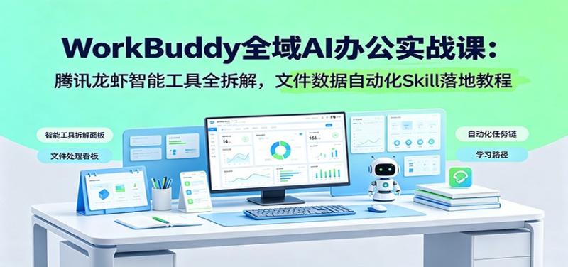 WorkBuddy全域AI办公实战课：腾讯龙虾智能工具全拆解，文件数据自动化Skill落地教程