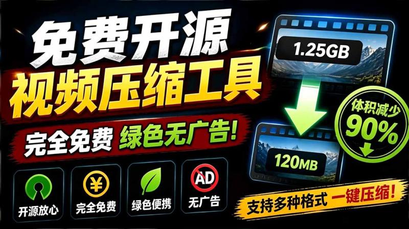 （19495期）Github开源视频压缩瘦身工具，轻松压缩90%，并保持画质清晰，完全免费绿色无广告！VideoSlim